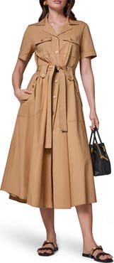 Donna Karan New York Short Sleeve Stretch Cotton Shirtdress