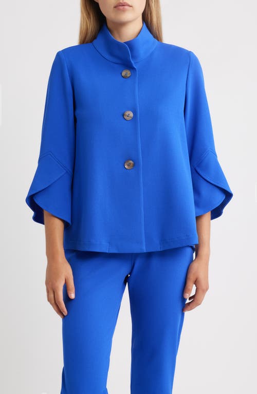 Ming Wang Bell Sleeve Crepe Jacket in Sapphire Sea  product