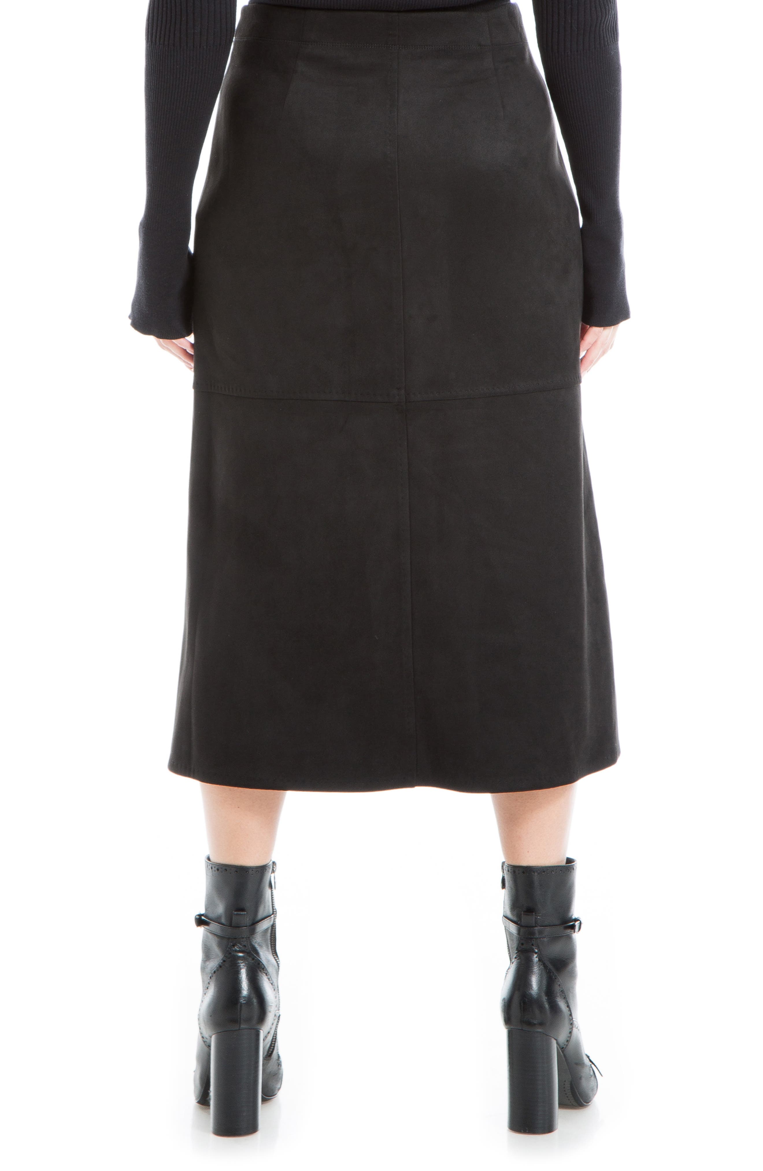Faux Suede A-Line Midi Skirt - image 2