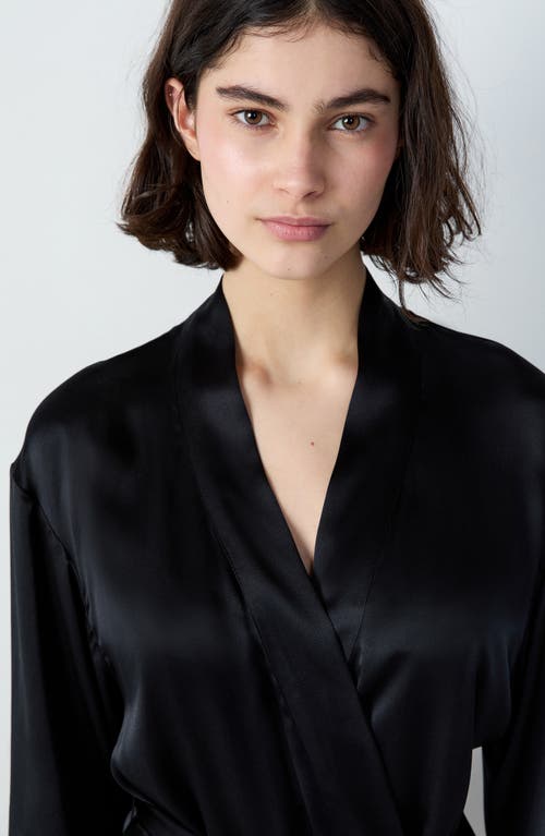 Etam Pearly Deshabille Silk Robe In Black