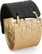 SAACHI Textured Link Faux Leather Cuff Bracelet