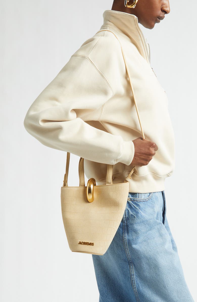 Jacquemus Le Petit Bambola Suede Handbag, Alternate, color, Beige 150