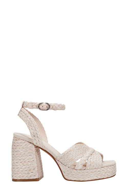 Marc Fisher Ltd Janie Raffia Ankle Strap Platform Sandal In Light Natural