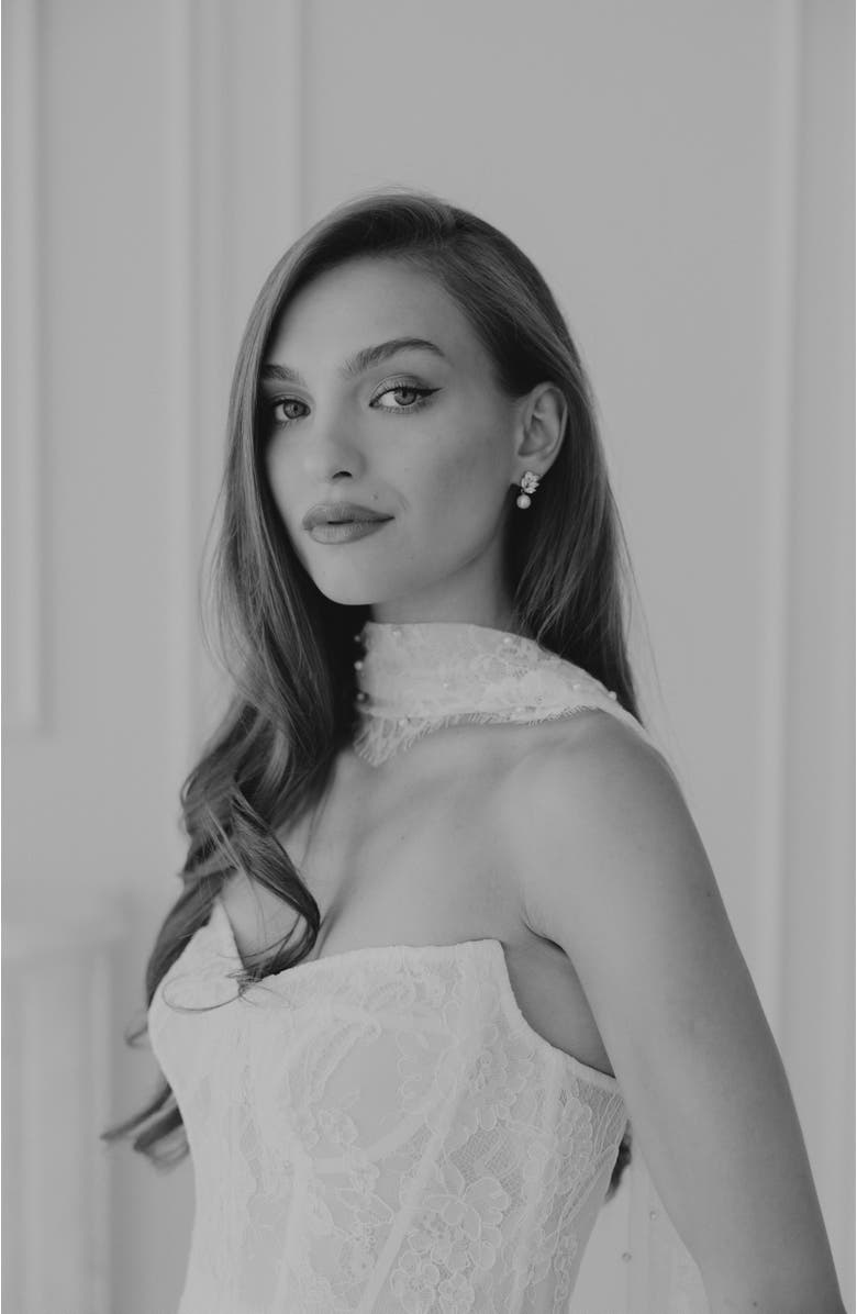 Untamed Petals Poise Pearl Drop Earrings, Alternate, color, Silver