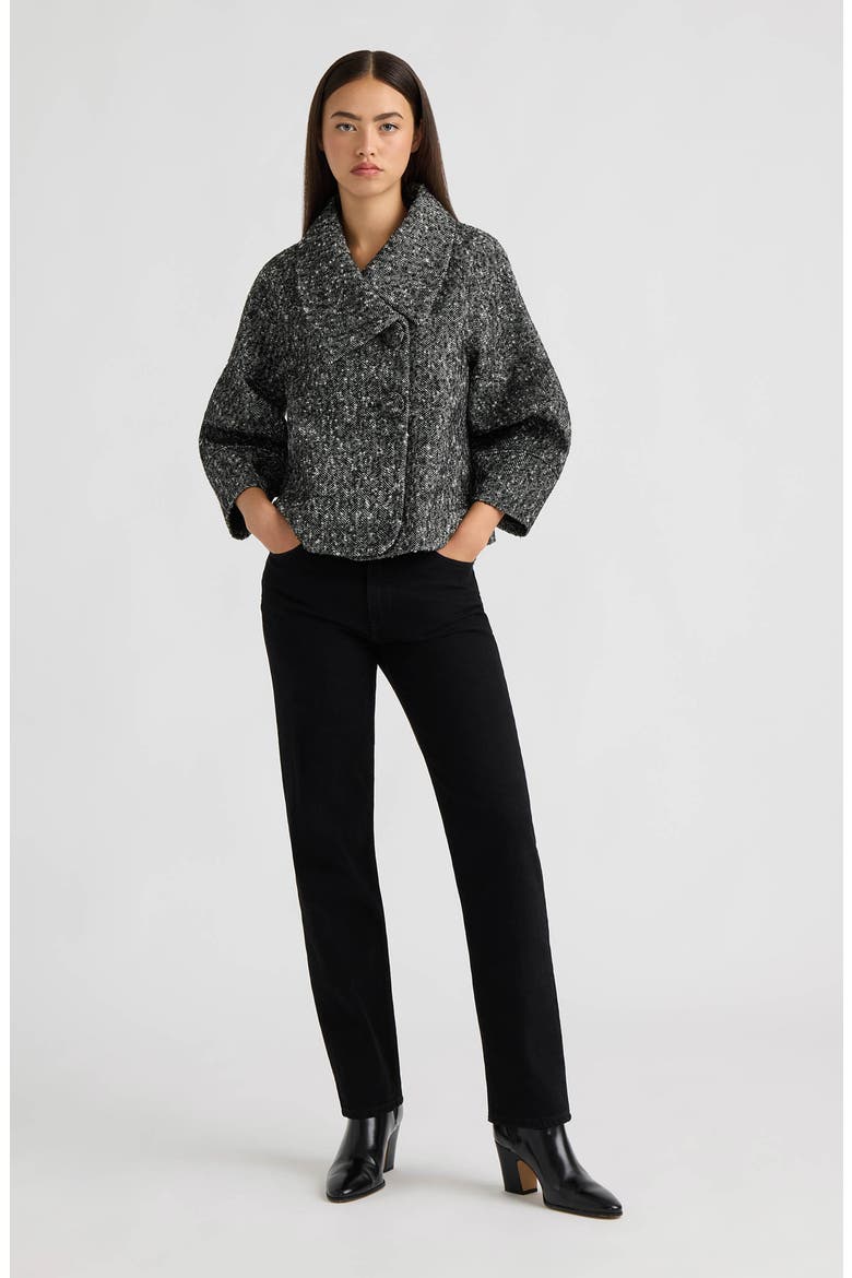 Oversized Herringbone Jacket, Alternate, color, BLACK HERRINGBONE