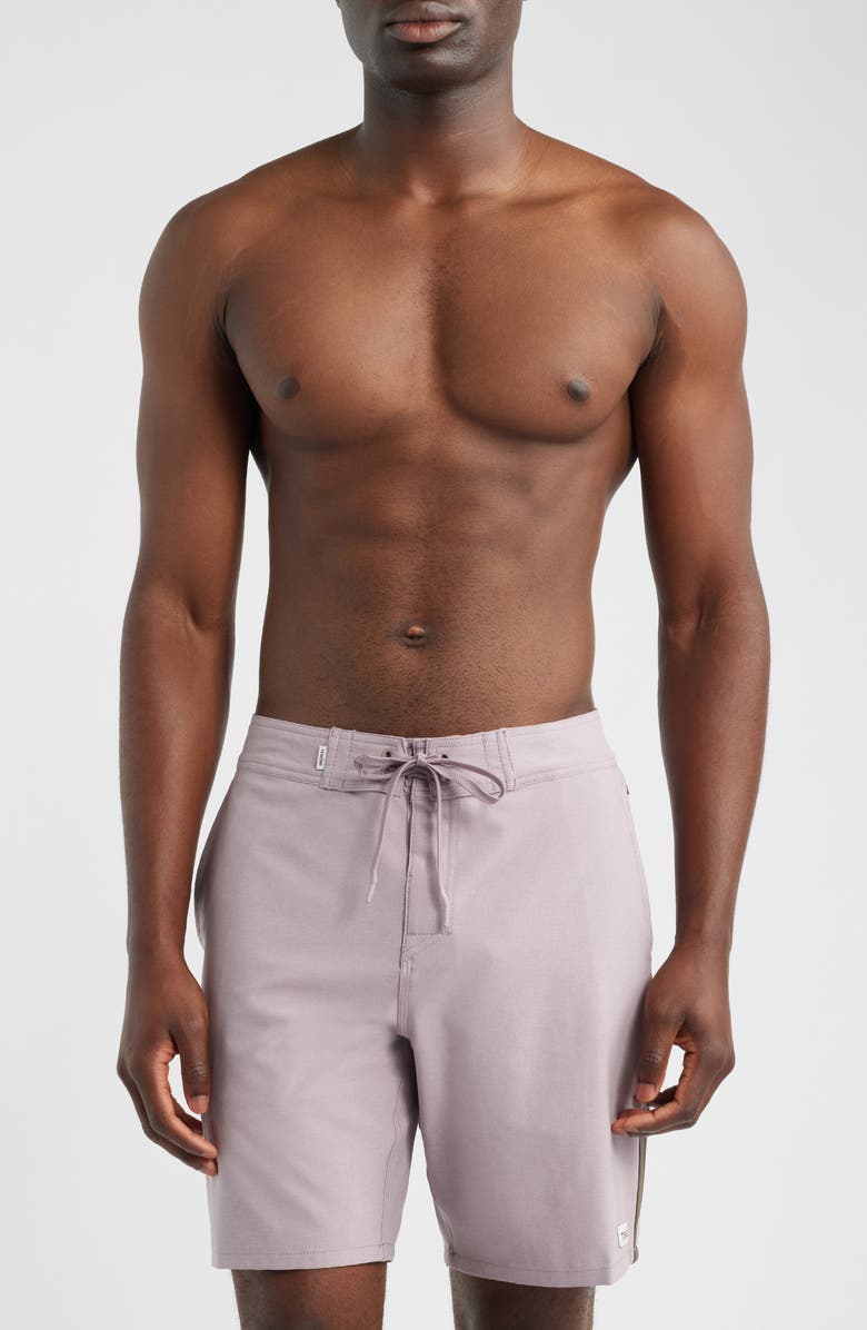 TENŌRE Tuxedo Stripe Board Shorts, Main, color, Zinc
