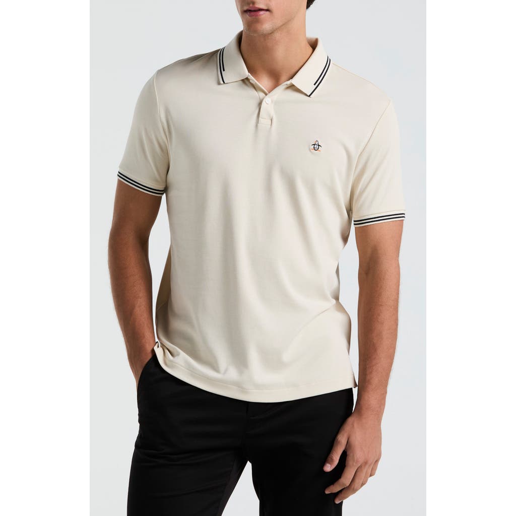 ORIGINAL PENGUIN ORIGINAL PENGUIN SLIM FIT TIPPED LOGO EMBROIDERED ORGANIC COTTON INTERLOCK POLO