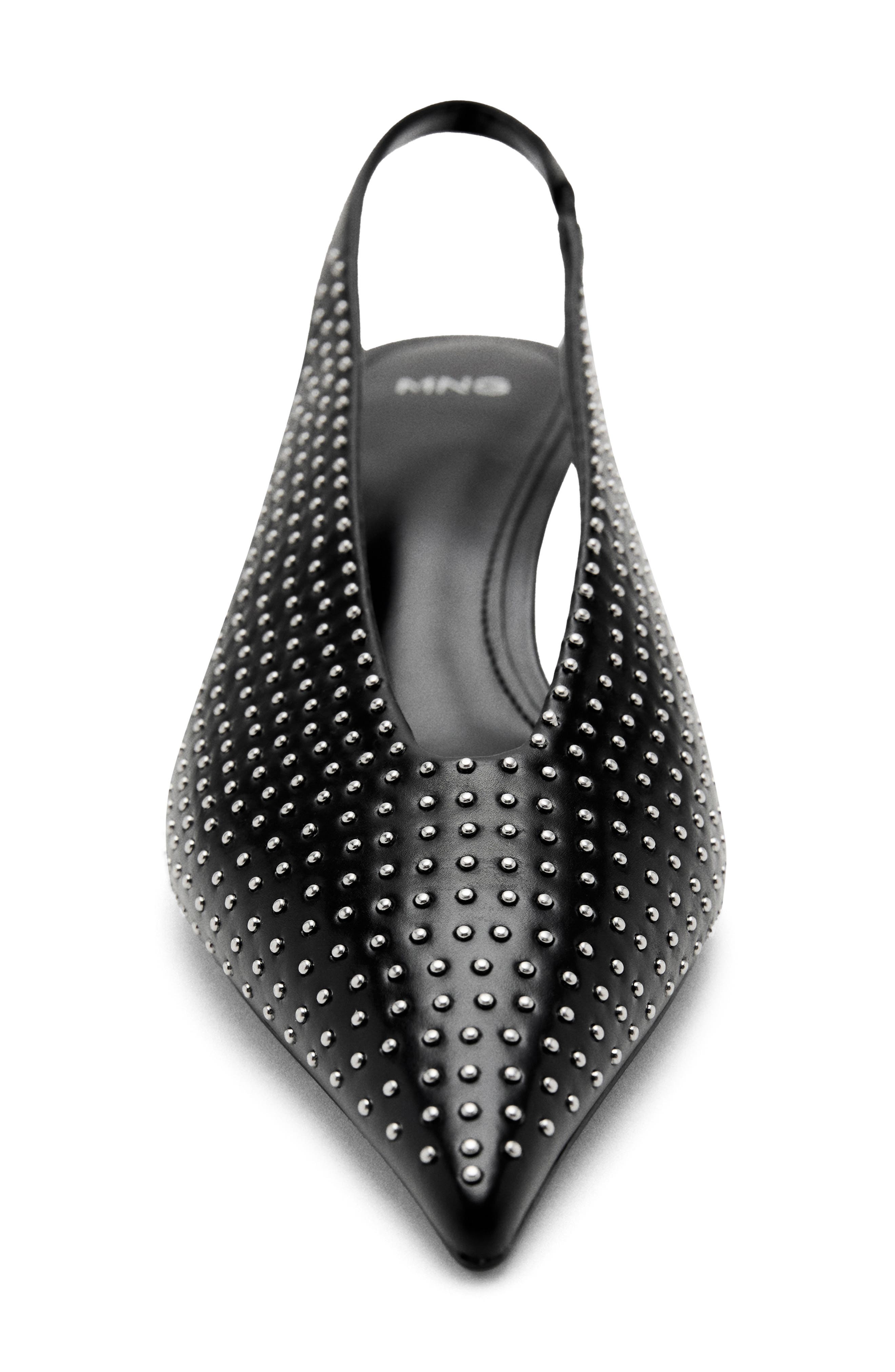 MANGO Studded Pointed Toe Slingback Pump, Alternate, color, Black