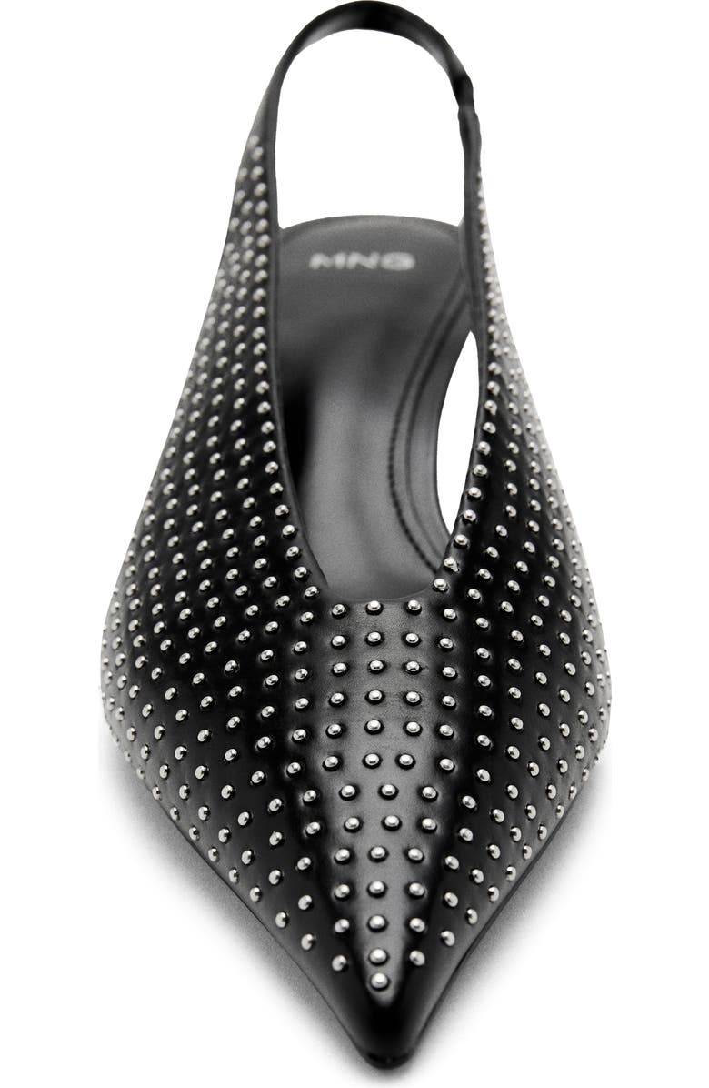 MANGO Studded Pointed Toe Slingback Pump, Alternate, color, Black