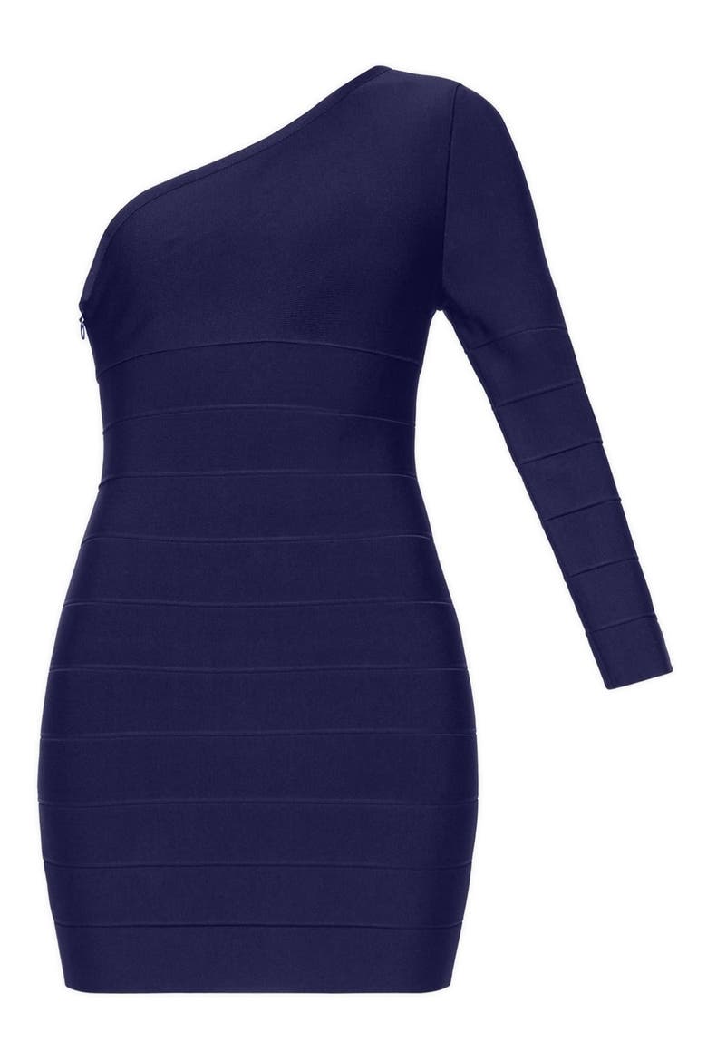 One-Shoulder Long Sleeve Bandage Minidress, Alternate, color, CLASSIC BLUE