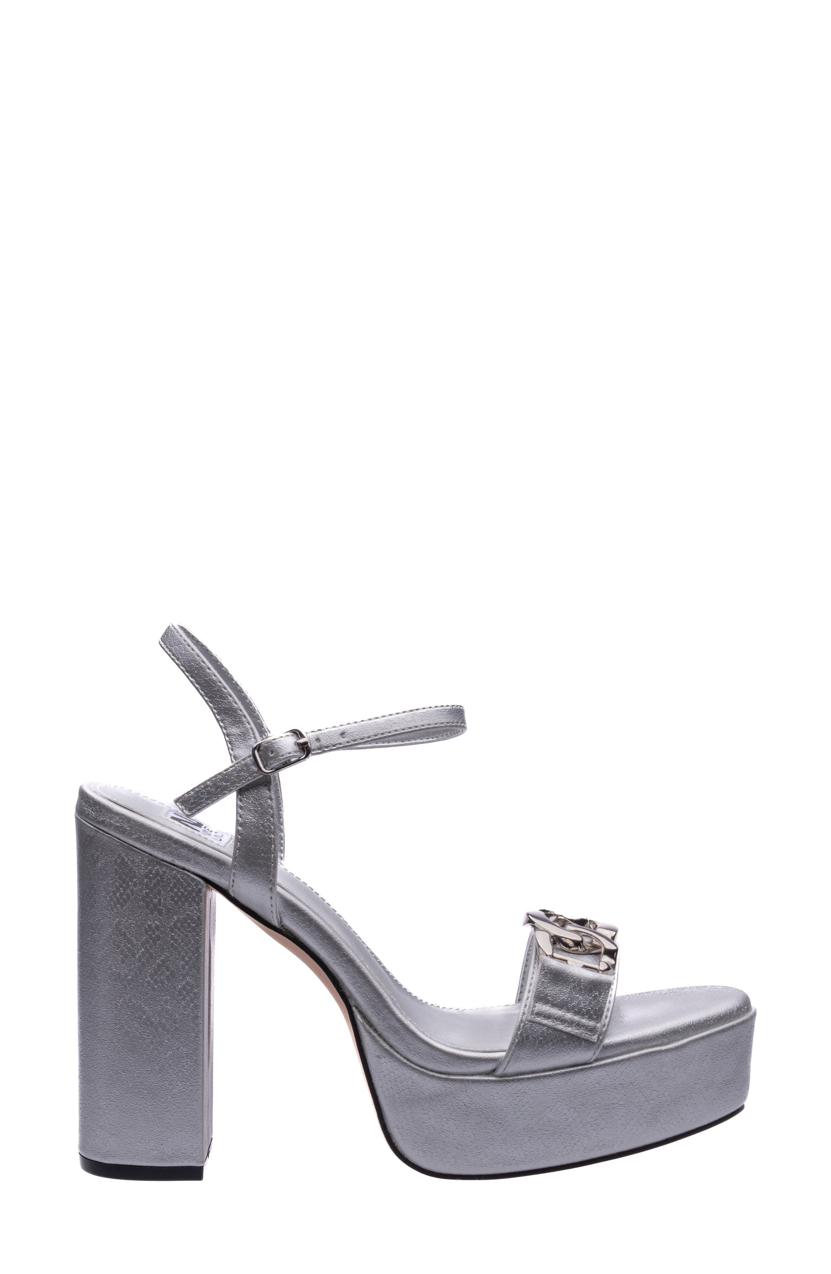 Darling Platform Heeled Sandal, Alternate, color, SILVER