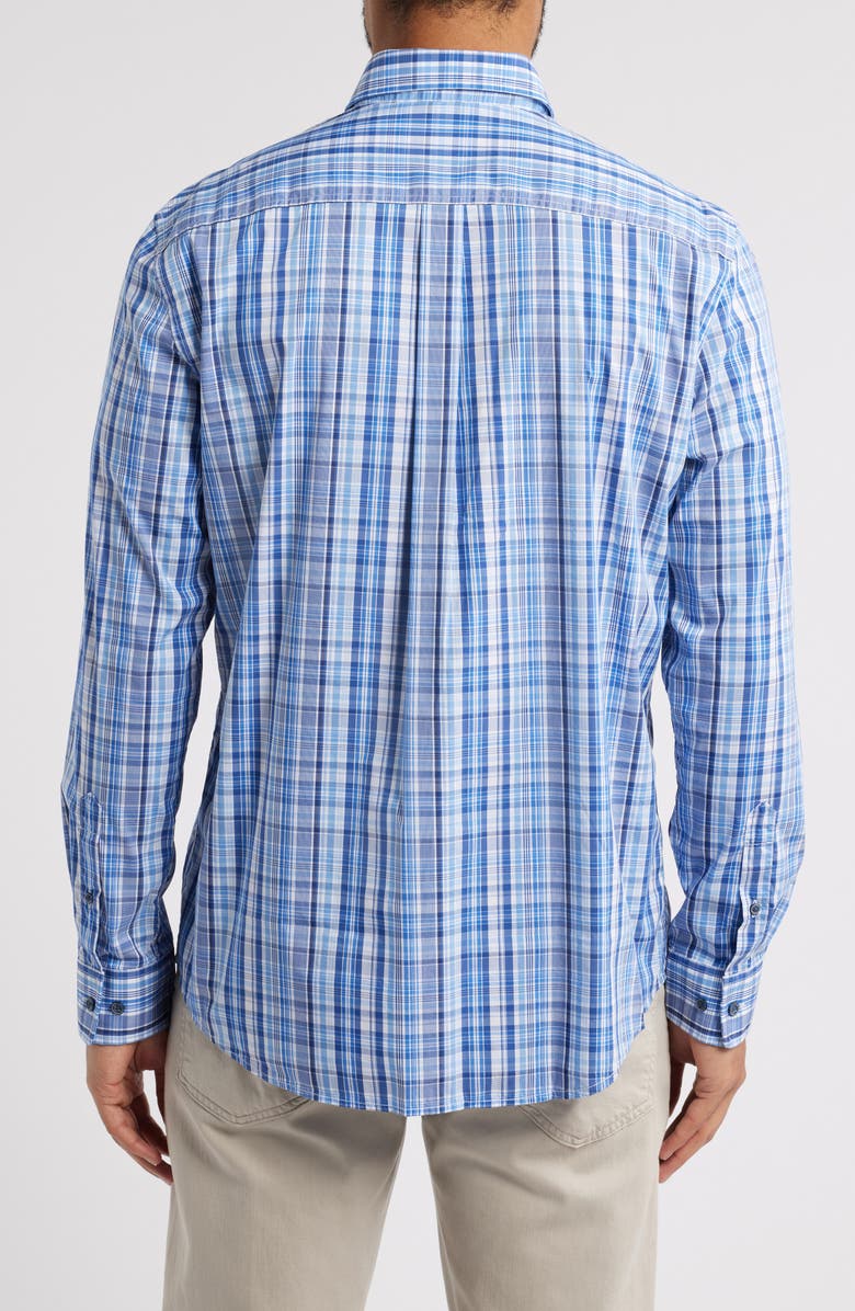 johnnie-O Masson Plaid Performance Button-Up Shirt, Alternate, color, Maliblu