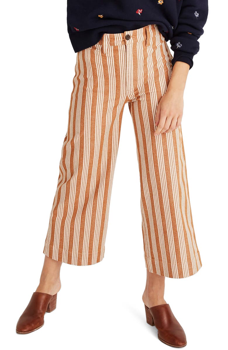 Madewell Emmett Stripe Crop Wide Leg Pants, Main, color,
