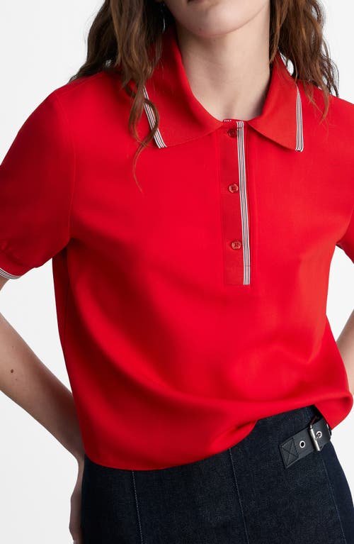 Mango Contrast Trim Crop Polo In Red