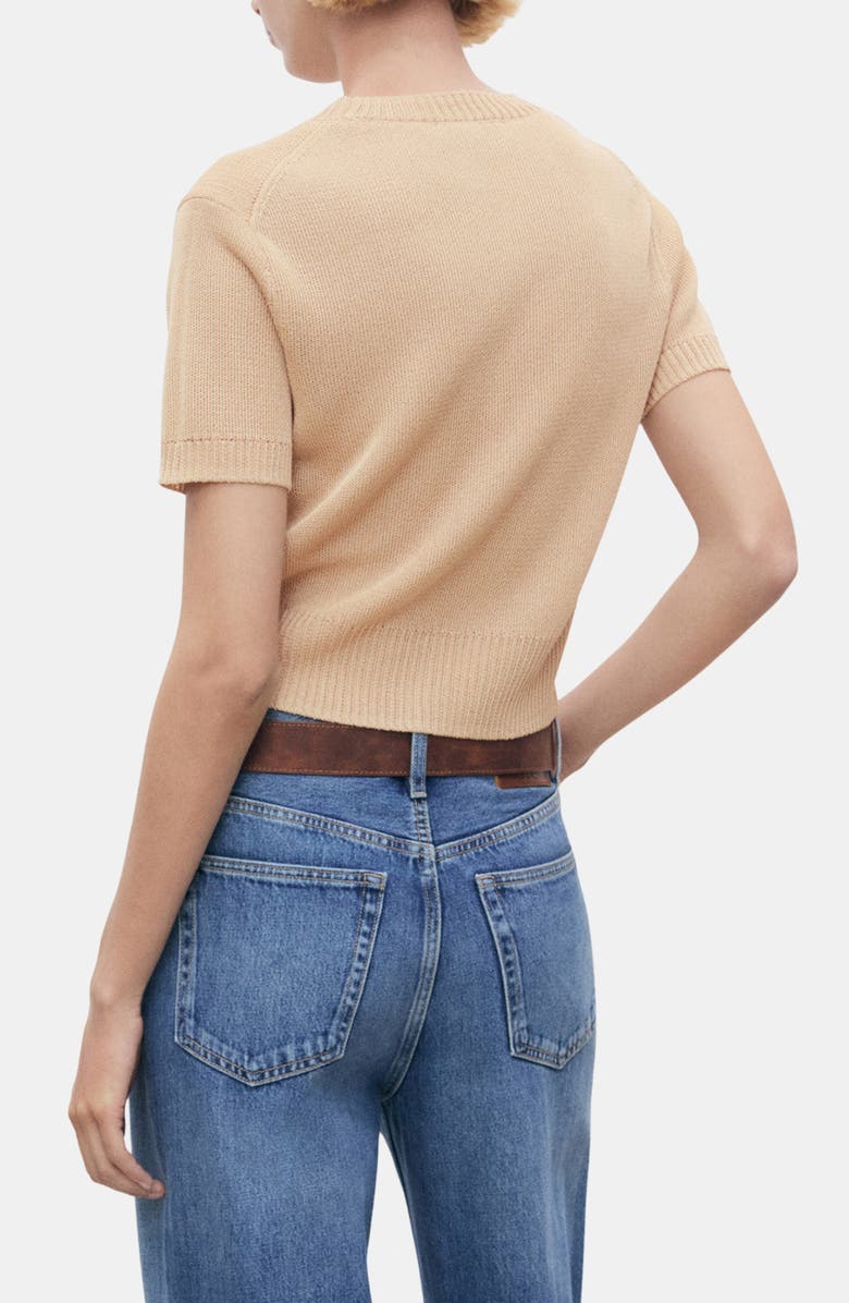 MANGO Short Sleeve Crop Sweater, Alternate, color, Light/ Pastel Grey