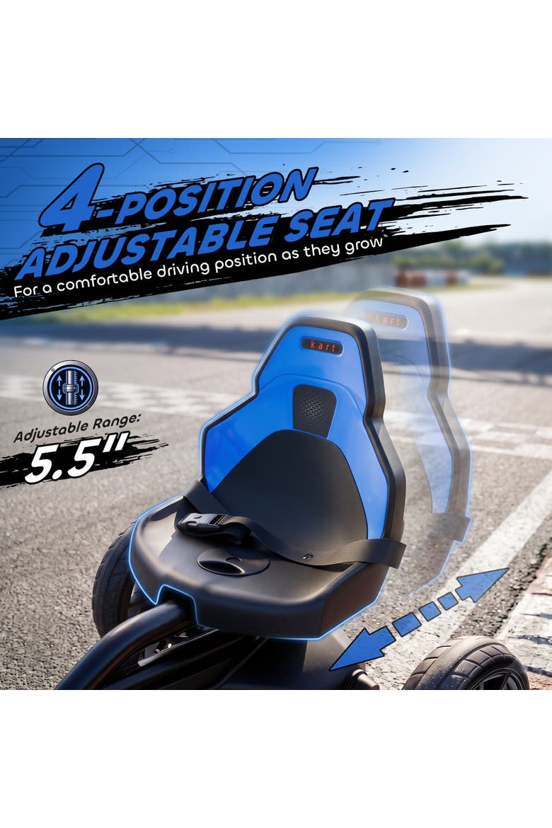 12V Kids Electric Go Kart, EVA Tires, 2 Speeds, Black, Alternate, color, Blue