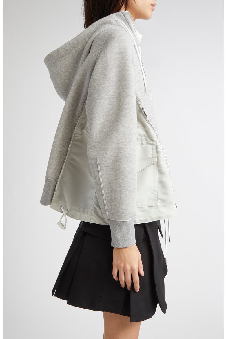 Sponge Sweat x Nylon Twill Hoodie, Alternate, color, LIGHT GRAY/ LIGHT GRAY 381