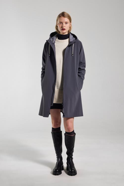 Stutterheim Mosebacke Lightweight Zip Matte Raincoat In Metallic