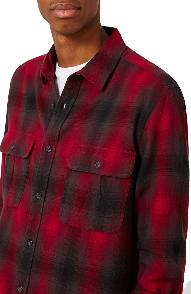 Topman Plaid Flannel Shirt, Alternate, color,