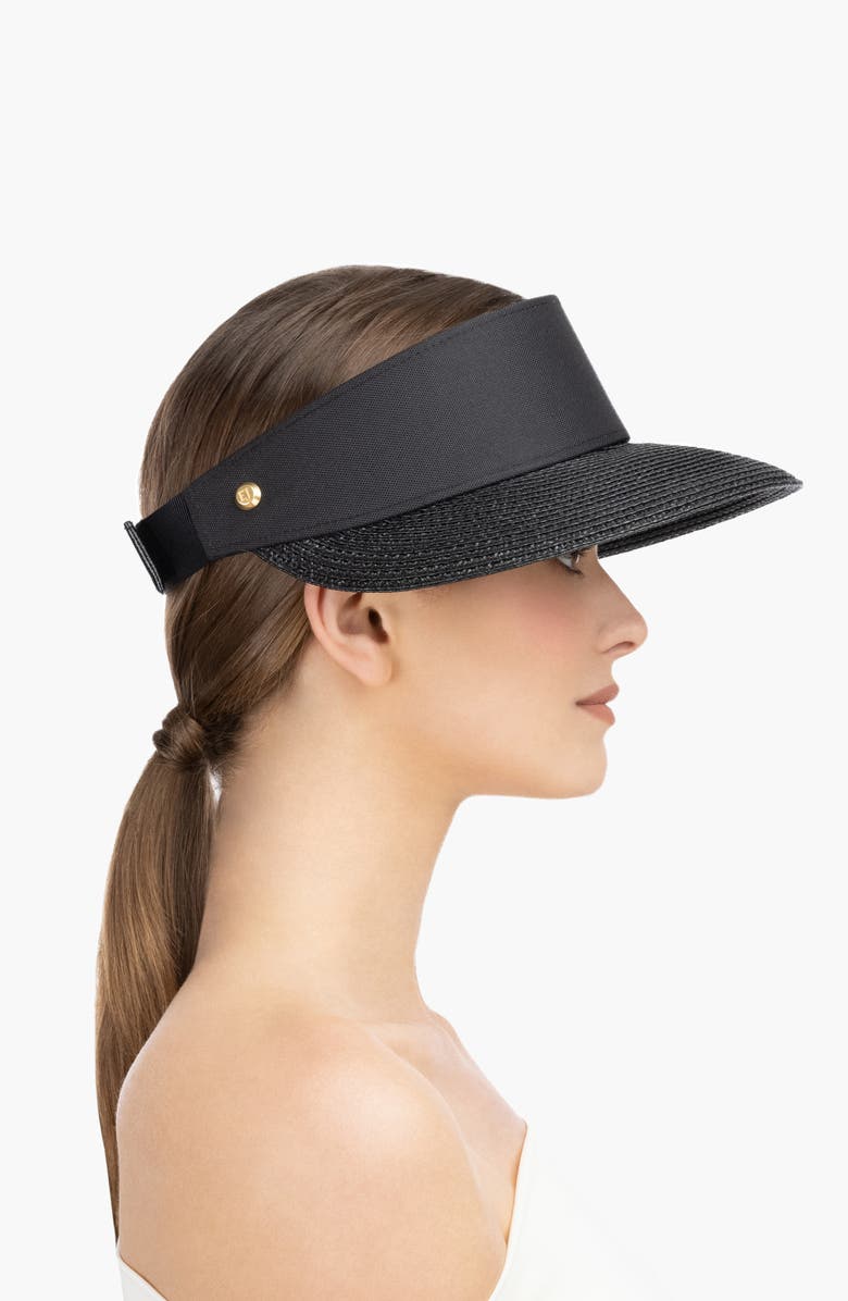 Eric Javits Squishee Straw Champ Custom Fit Visor, Alternate, color, Black