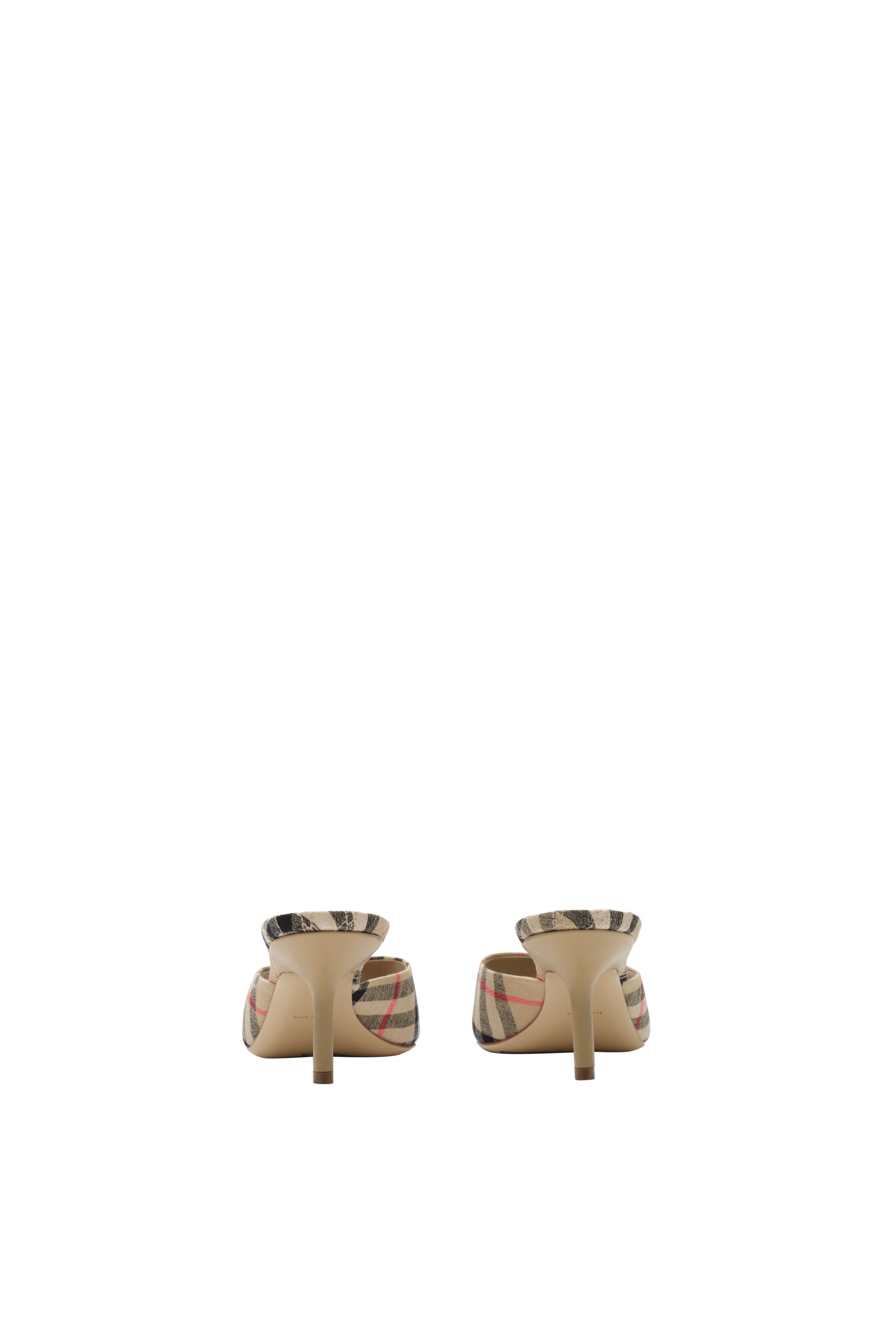 Burberry Check Mews Low Sandals, Alternate, color, Sand Beige