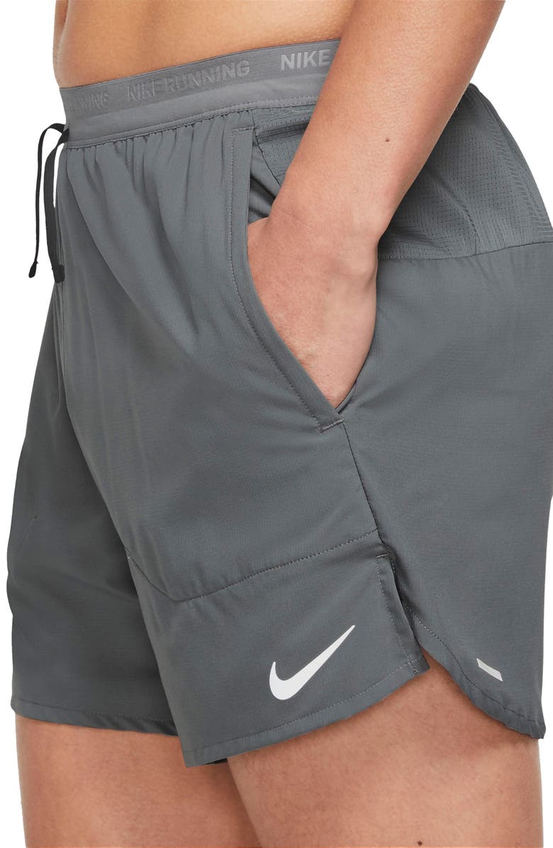 Nike Dri-FIT Stride 5-Inch Running Shorts, Alternate, color, Grey/ Black/ Reflective Silver