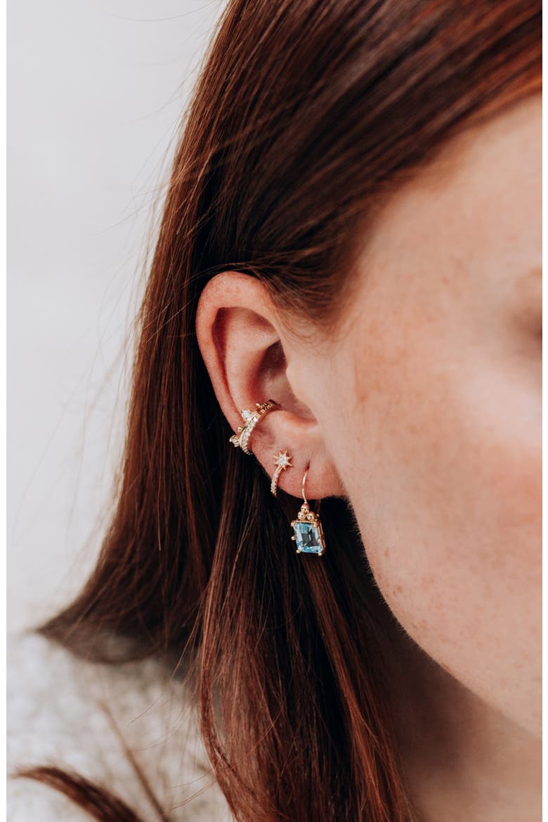 Diamond Star Half Hoop Huggie Earrings, Alternate, color, GOLD