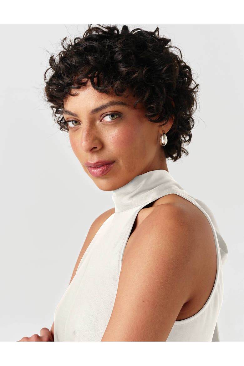 Reese High Neck Satin Top, Alternate, color, Ivory