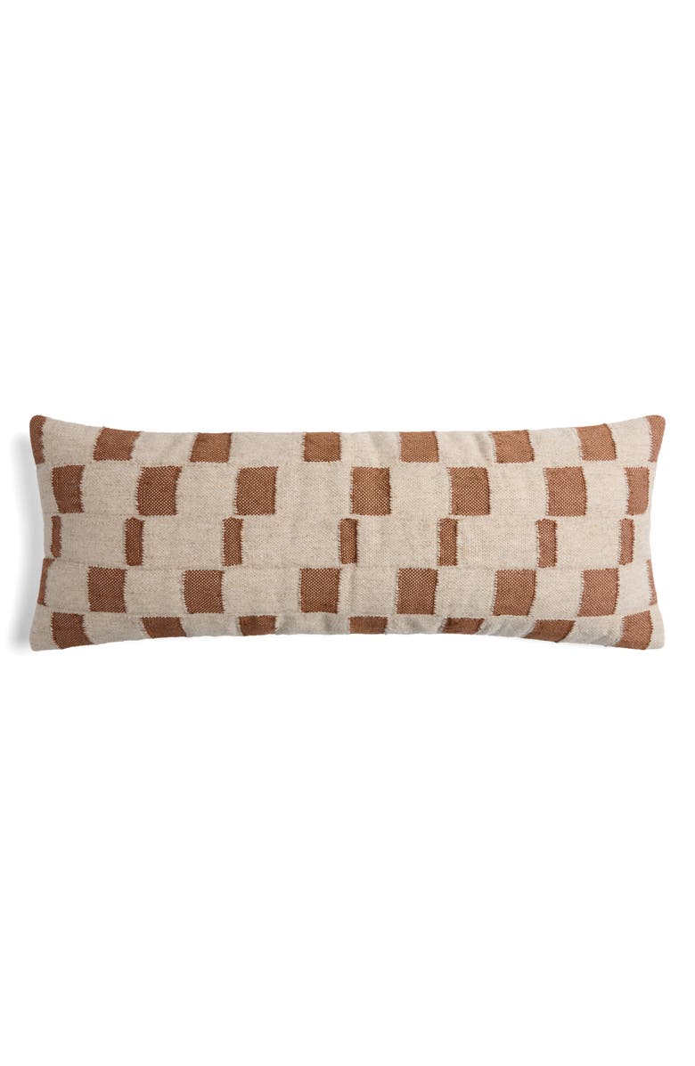 Parachute Modern Check Wool Blend Lumbar Pillow Cover, Main, color, Natural And Tobacco