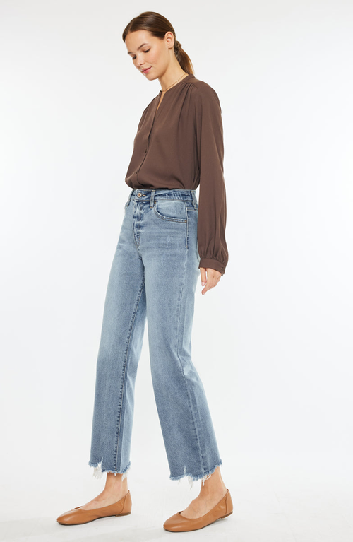 Kancan High Rise Slim Wide Leg Jeans In Light Wash