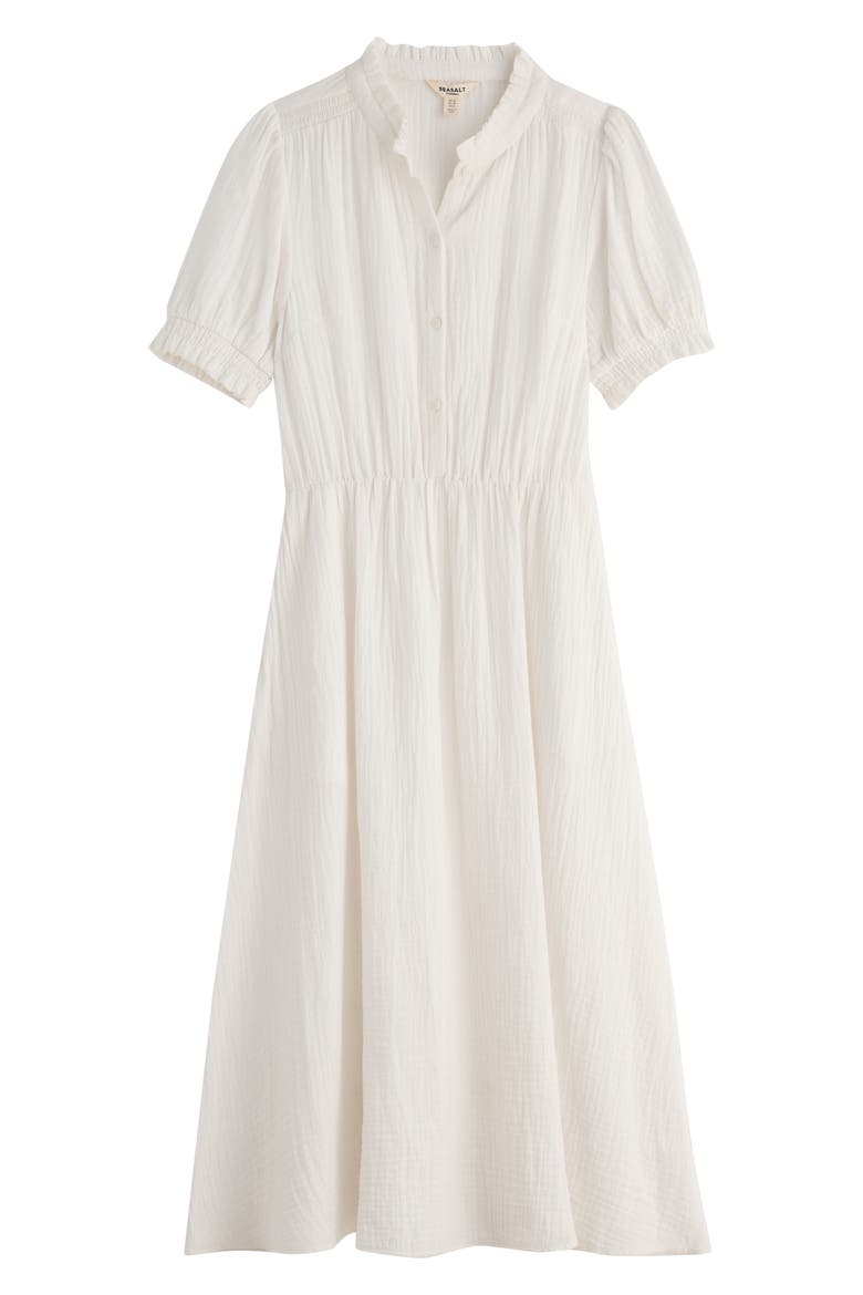 Shore Path Organic Cotton Gauze Midi Dress, Alternate, color, CHALK