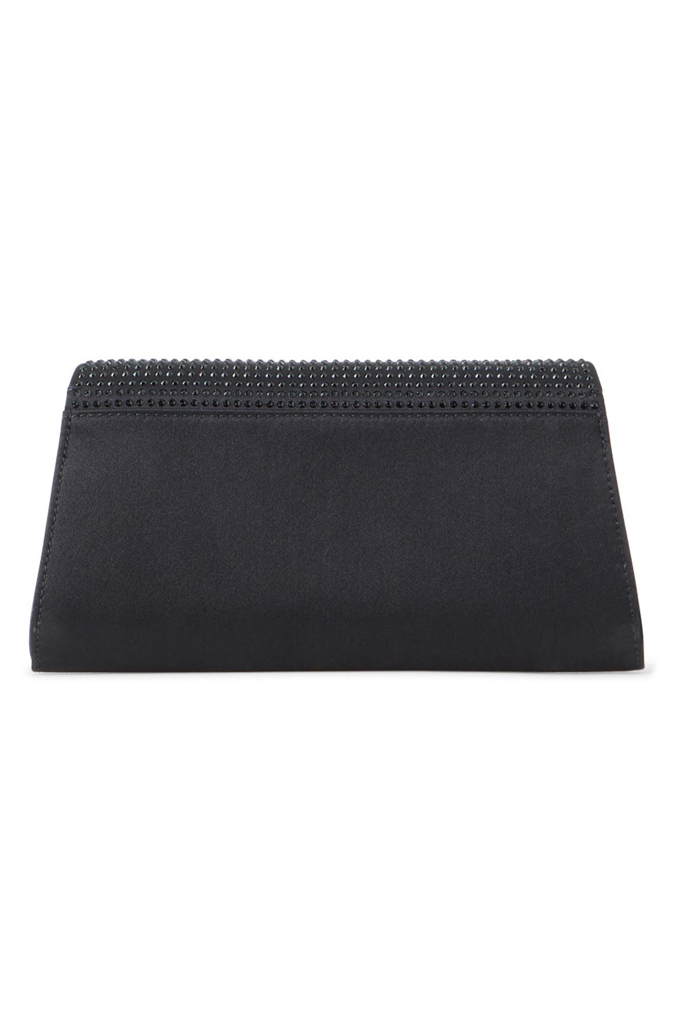 Akris Anouk Crystal Embellished Silk & Leather Clutch, Alternate, color, Black