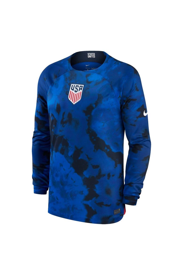 Men's Nike Blue USMNT 2022/23 Away Breathe Stadium Replica Blank Long Sleeve Jersey, Alternate, color, Blue