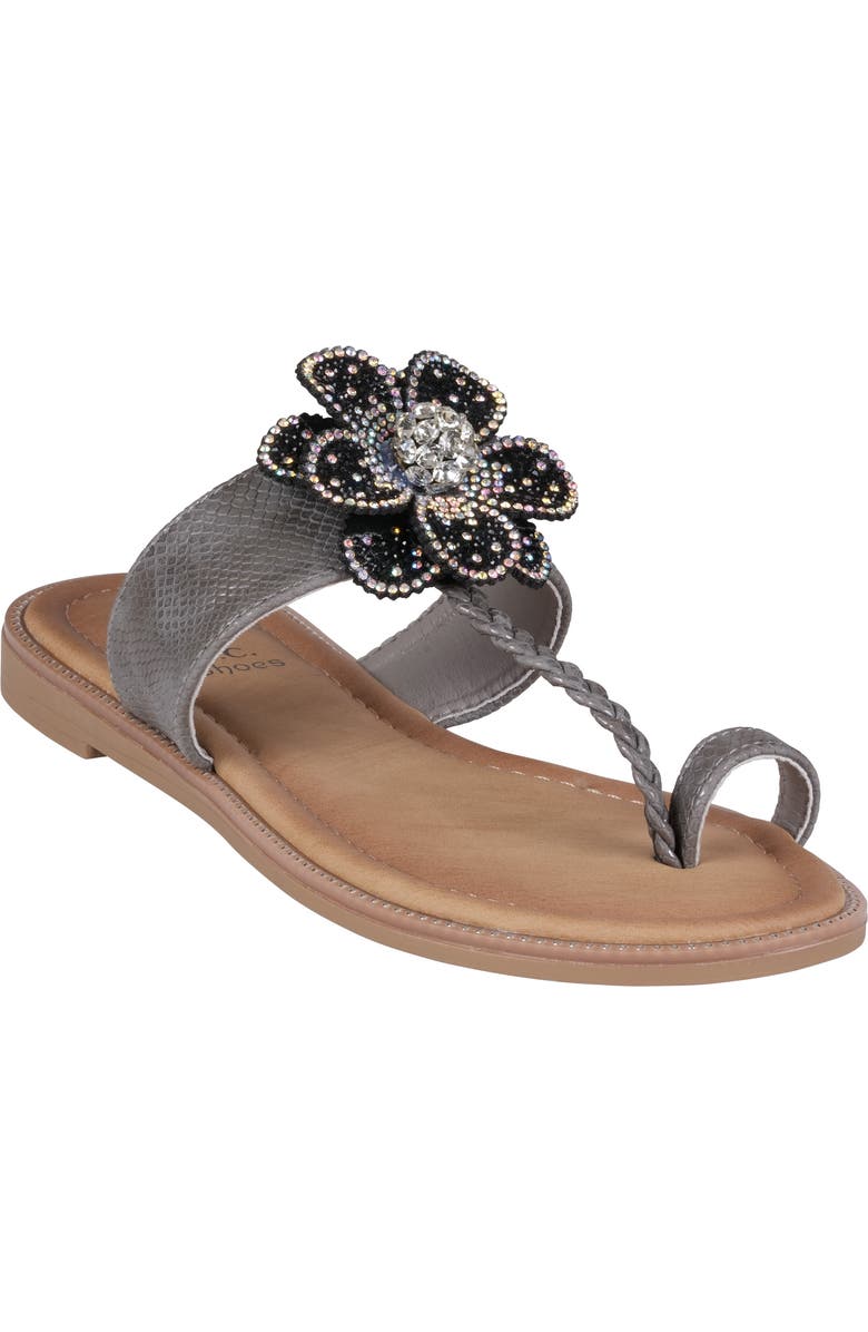 GOOD CHOICE NEW YORK Blossom Floral Sandal, Main, color, Black