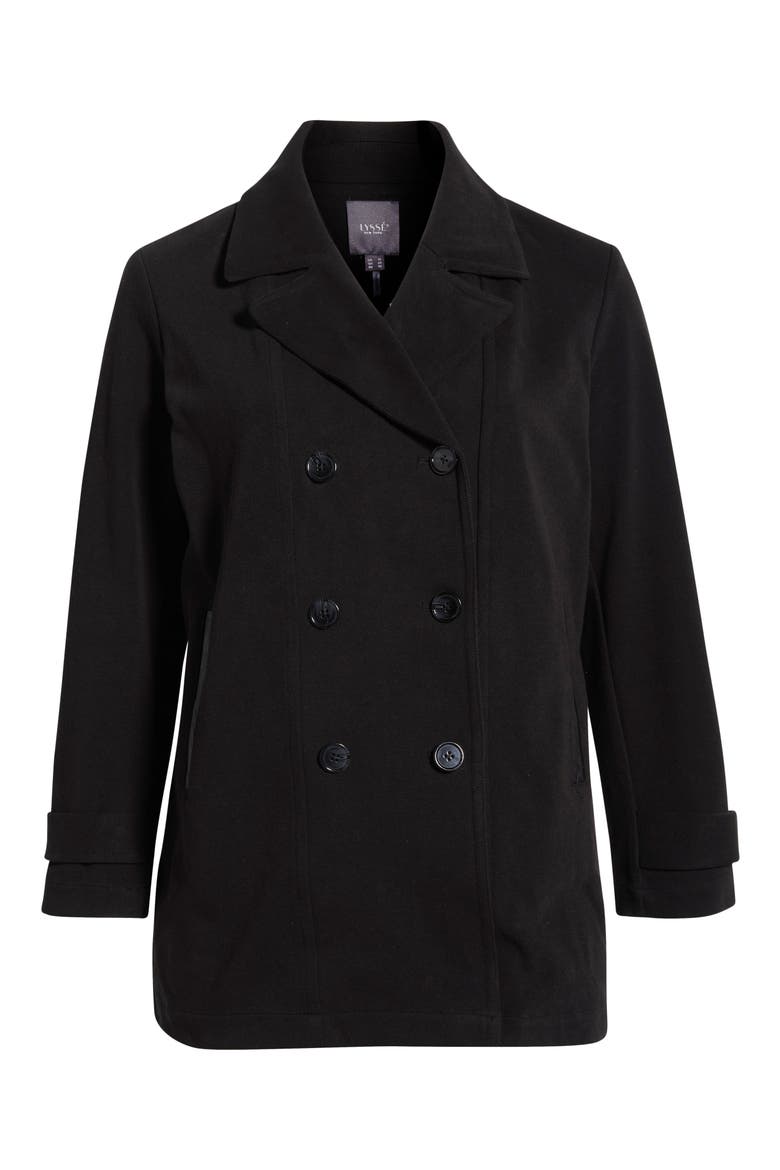 Alma Calvary Stretch Cotton Twill Peacoat, Alternate, color, BLACK