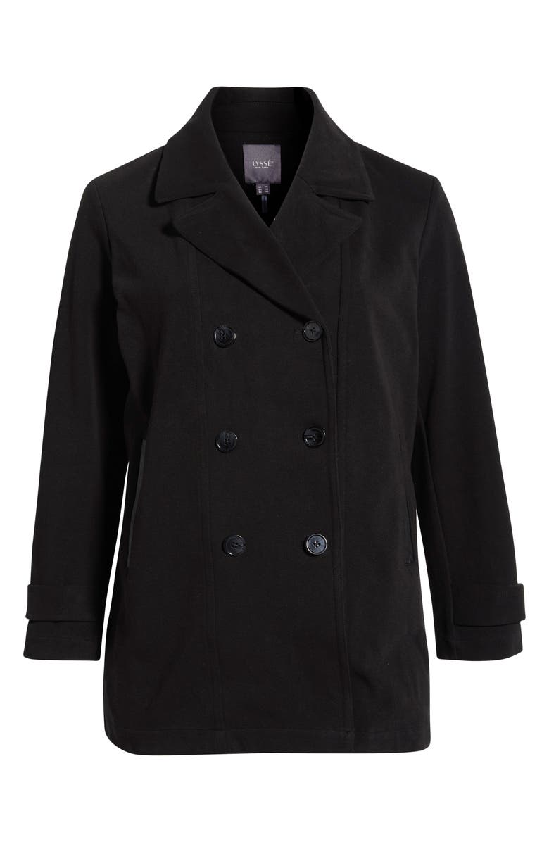 Lysse Alma Calvary Stretch Cotton Twill Peacoat, Alternate, color, Black