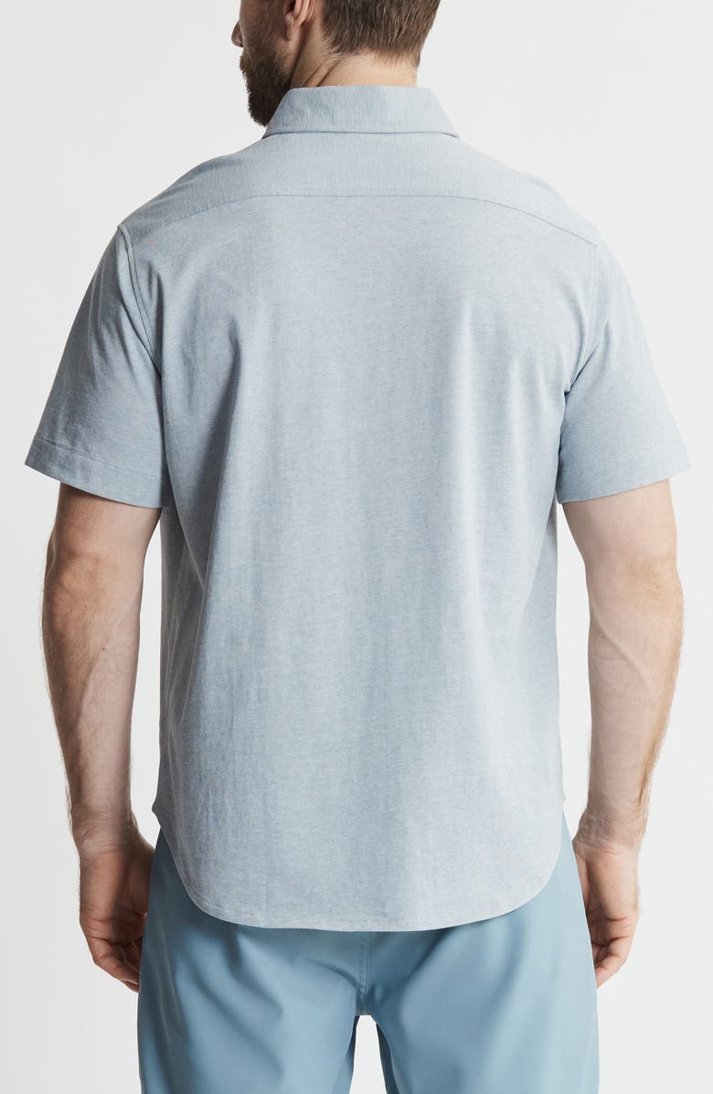 JACHS Short Sleeve Cotton Knit Button-Up Shirt, Alternate, color, Blue