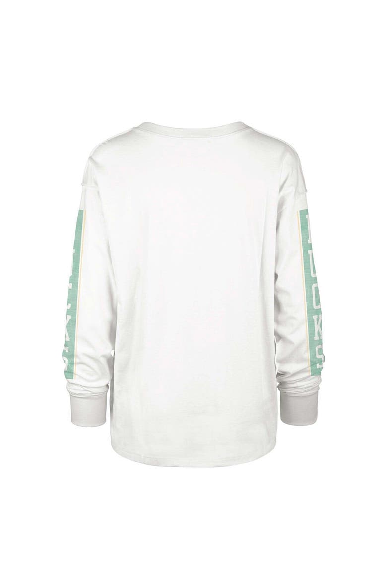 Women's '47 Cream Oregon Ducks Statement SOA 3-Hit Long Sleeve T-Shirt, Alternate, color, White