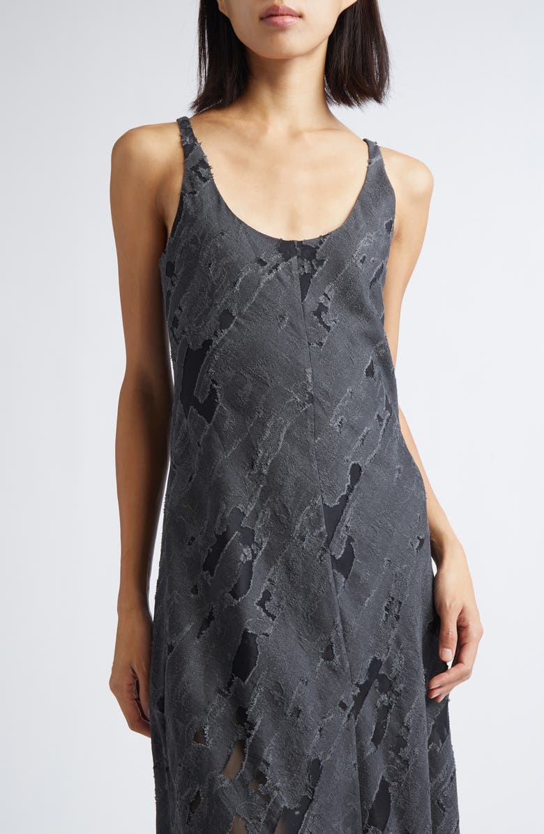 GRACE LING Torn Burnout Bias Cut Dress, Alternate, color, Torn Grey