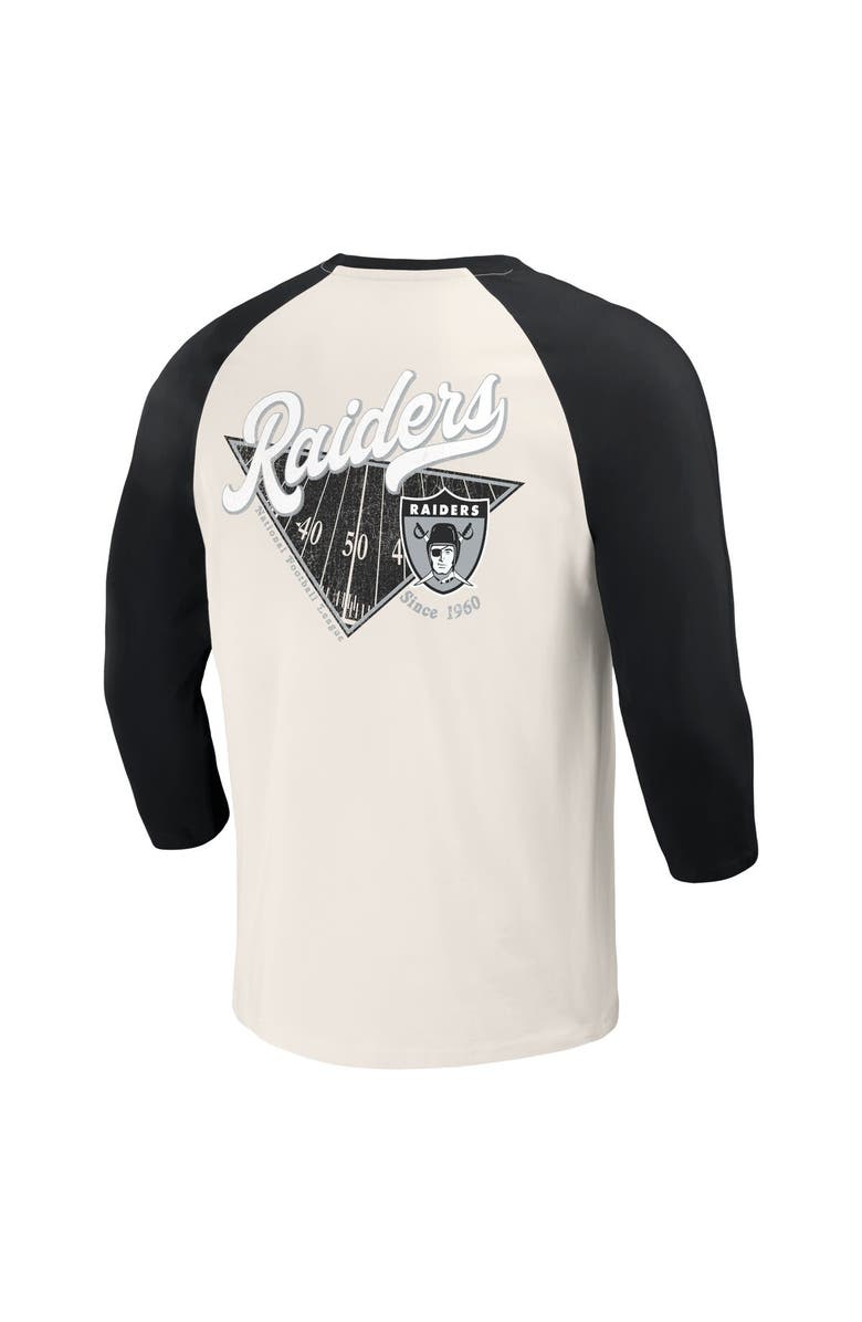 Darius Rucker Collection by Fanatics Men's Darius Rucker Collection by Fanatics Black/White Las Vegas Raiders Raglan 3/4 Sleeve T-Shirt, Alternate, color, Black