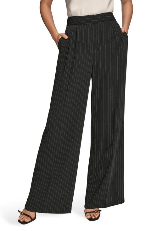 Pinstripe High Waist Wide Leg Pants