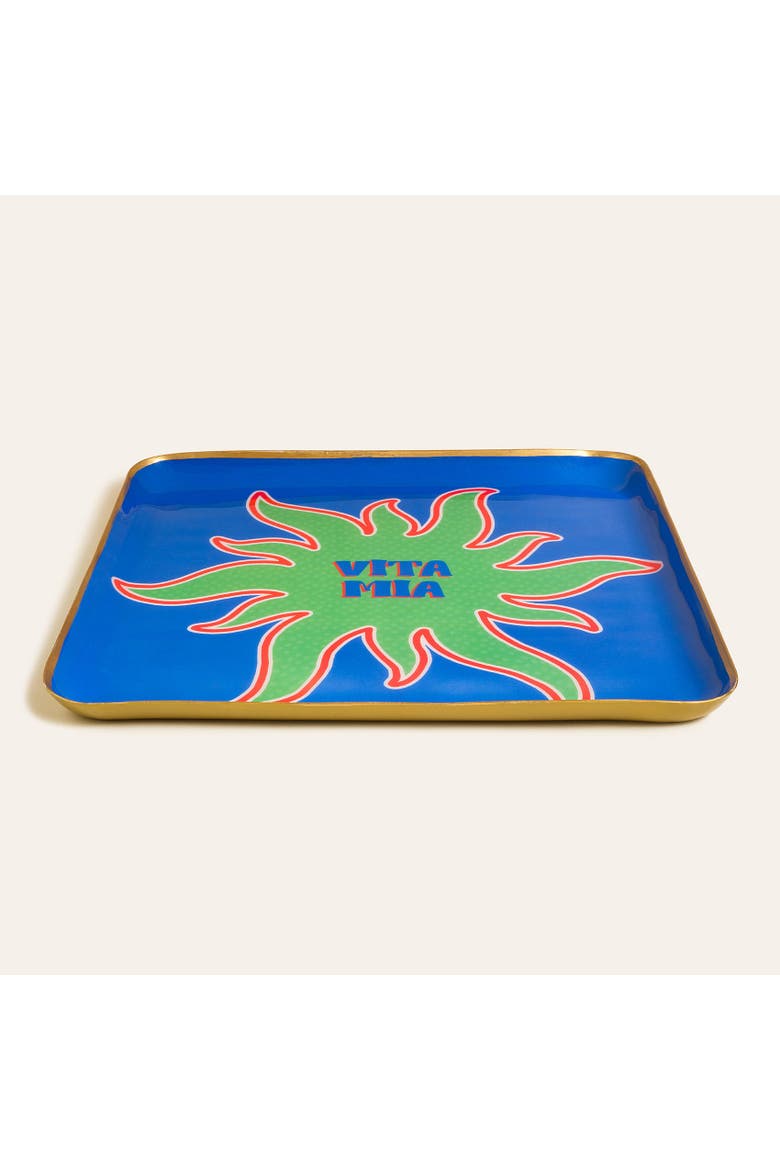 Agra Vita Mia Patterned Square Metal - Curated Decor, Alternate, color, Green