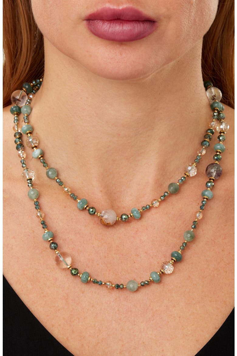 Multi Strand Gemstone Necklace, Alternate, color, GREEN
