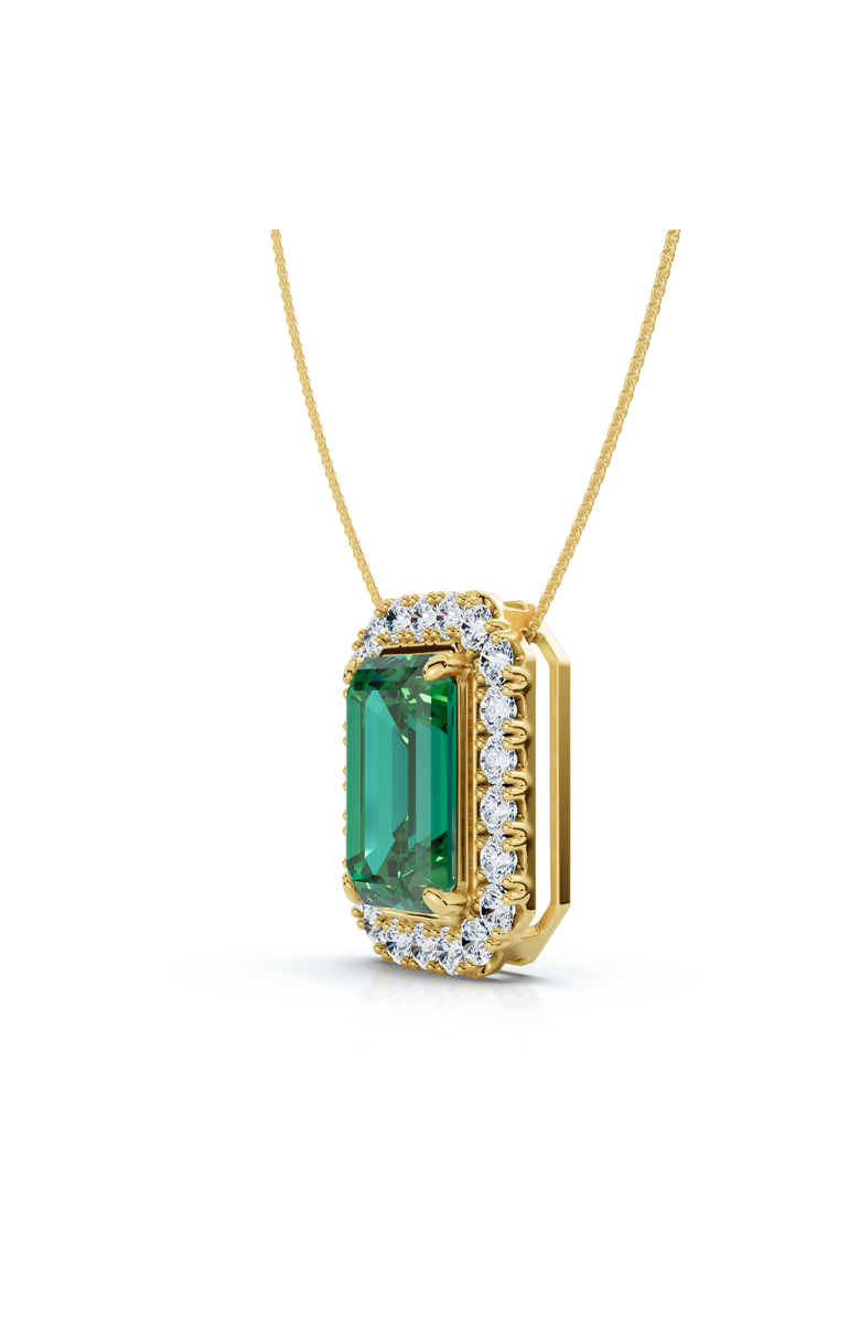 Bliss Diamond 7 1/2Ct Emerald & Diamond Pendant Gold 3/4" Tall 18" Necklace, Main, color, 10K Yellow Gold