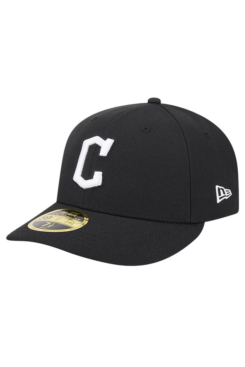 Men's New Era Black Cleveland Guardians Low Profile 59FIFTY Fitted Hat, Main, color, Black