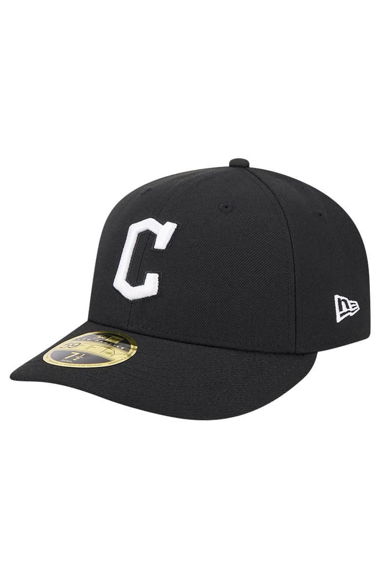 New Era Men's New Era Black Cleveland Guardians Low Profile 59FIFTY Fitted Hat, Main, color, Black