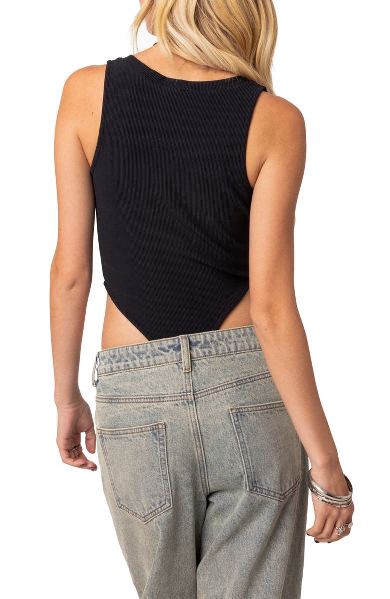 EDIKTED High Cut Bodysuit, Alternate, color, Black