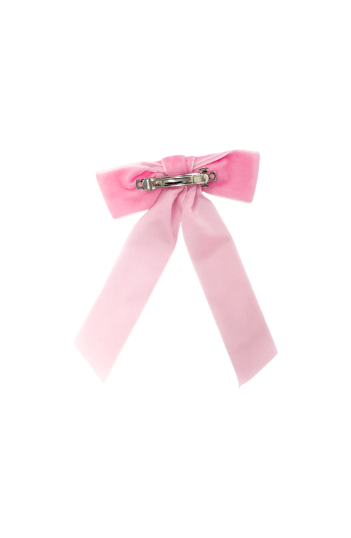 Bits & Bows Long-tailed Velvet Hair Bow Barrette In Pink