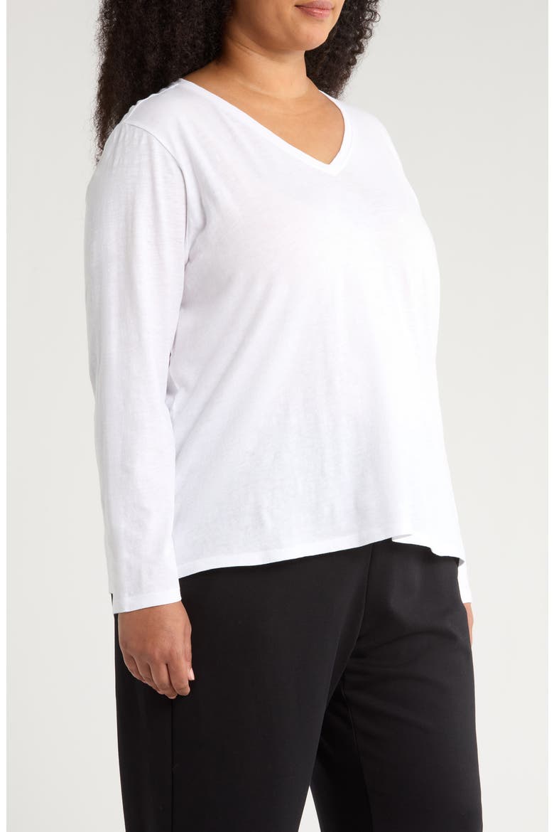 Easy V-Neck Long Sleeve Organic Cotton T-Shirt, Alternate, color, WHITE