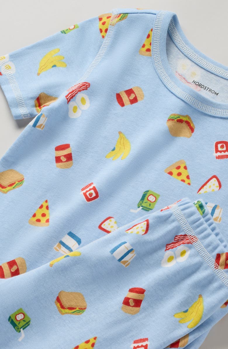 Nordstrom Kids' Fitted Cotton Pajamas, Alternate, color, Chambray Blue Snacks